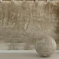 Spherical Concrete Component Against Rough Textured Wall In Modern Interior Design 3d model