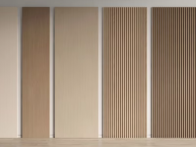 Modern Interior Wall Panels Featuring Various Wood Tones and Striped Patterns 3d model