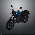 Jawa Blue And Black Classic Motorcycle With Round Headlight Black Seat And Black Wheels