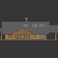 Rustic Wooden Residential House Exterior With Gray Roof Chimneys And Skylights