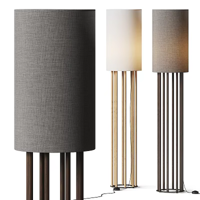 Modern Floor Lamps Featuring Fabric Shades And Metal Rod Stands In Contemporary Design 3d model