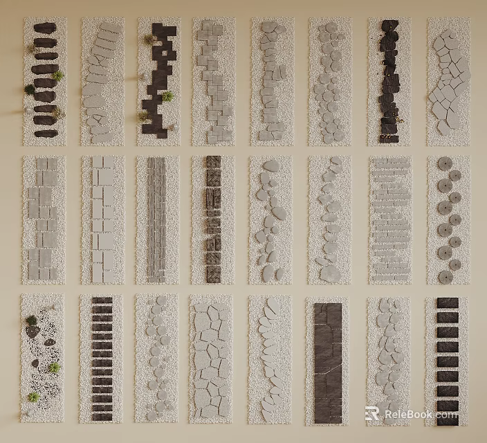Various Stepping Stones Design Ideas For Garden Pathway And Landscape Decoration 3d model 