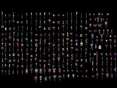 Diverse Collection of Weapons Including Swords Daggers Axes and Magical Staffs 3d model Diverse Collection of Weapons Including Swords Daggers Axes and Magical Staffs 3d model