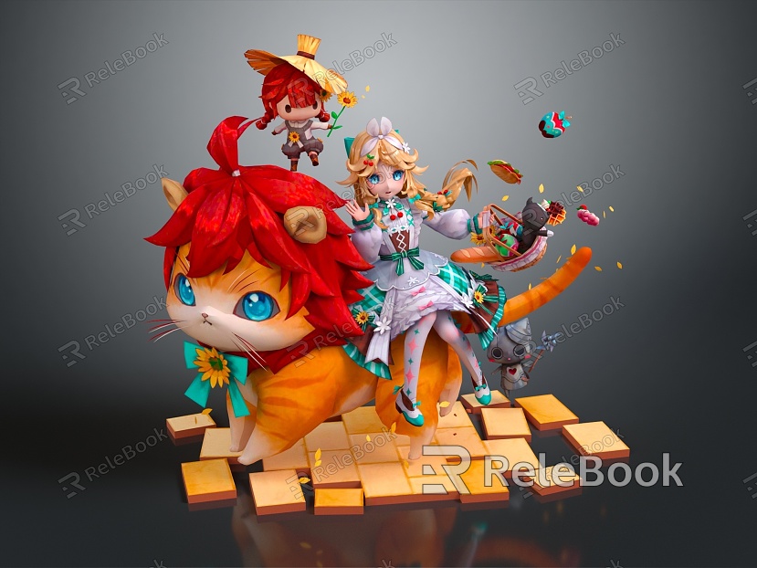 Modern Anime Character Cartoon Cat Cartoon Cartoon Character Cartoon Beauty model