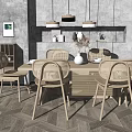 Nordic Dining Table and Chair Combination Dining Table and Chair 3d model