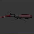 Low Poly Beetle With Red And Black Body And Large Red Pincers On Gray Background