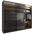 Modern Open Wardrobe Interior Design With Wooden Shelves And Hanging Space