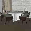 Modern Dining Table Chair Round Dining Table Marble Dining Table Six-person Table 3d model