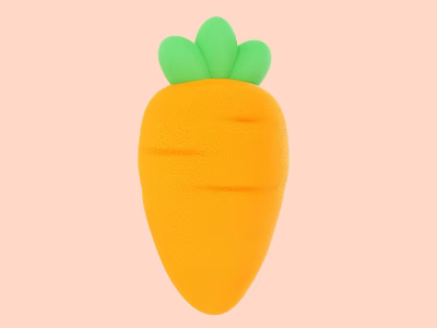 Fresh Orange Carrot with Green Leaves on Light Pink Background 3d model
