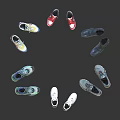 Various Styles Of Casual And Sports Shoes With Different Colors And Designs For Daily Wear