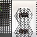 Elegant Modern Wine Cabinet Interior Design With Hexagonal Circular Metal Wine Racks