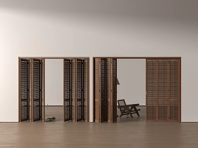 In ancient times, the folding door shutter folding door sliding door shutter door 3d model