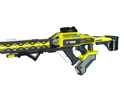Modern Yellow And Black Weapon Design With Futuristic Grip And Holes Pattern 3d model
