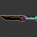 Futuristic Modern Weapon Featuring Colorful Grip Blue Purple Yellow Geometric Design
