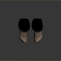 Men's Brown Knee High Boots Displayed on Dark Surface with Gray Background