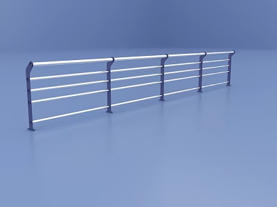 Architectural Metal Railing With Horizontal Rails And Support Posts Design 3d model
