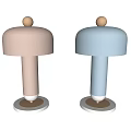 Modern Minimalist Table Lamps In Light Blue And Pink With Gold Accents And Cylindrical Bases