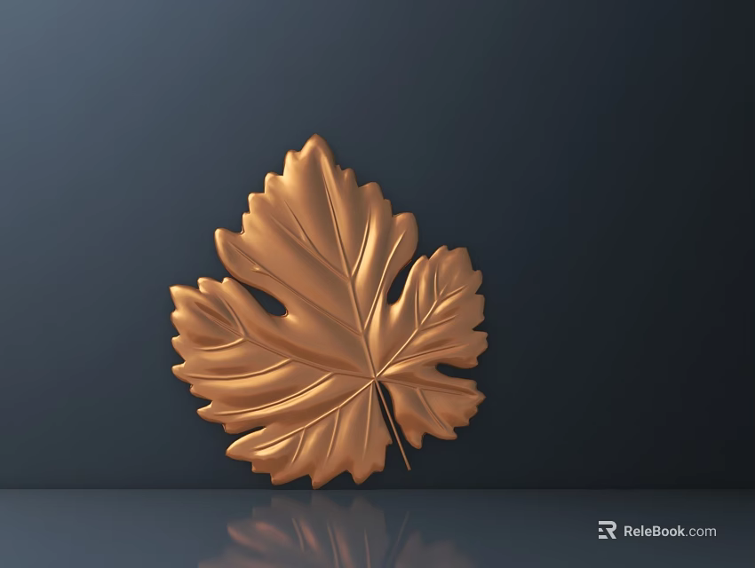 Copper Colored Leaf Shaped Decorative Hardware Tools On Dark Background With Reflection 3d model 