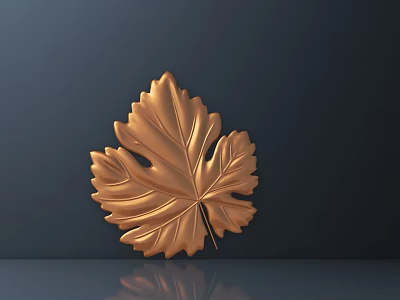 Copper Colored Leaf Shaped Decorative Hardware Tools On Dark Background With Reflection 3d model
