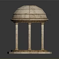 Classical Stone Gazebo Structure With Dome Roof And Columns On Circular Base