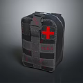 Black Tactical First Aid Kit With Red Cross And Durable Stitching Design
