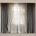 Elegant Layered Curtains With Sheer White Panels And Dark Gray Drapes For Window Light Filtering