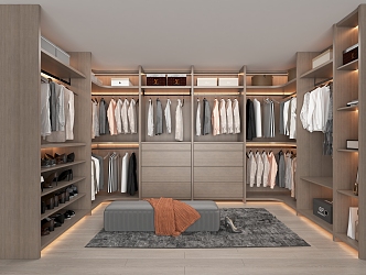 Modern whole house custom open cloakroom 3d model