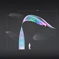 Large Scale Colorful Gradient Sculpture With Wing Like Structure And Human Figure For Scale 3d model