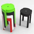 Modern Colorful Stools With Green Top And Black White Red Stripes Design