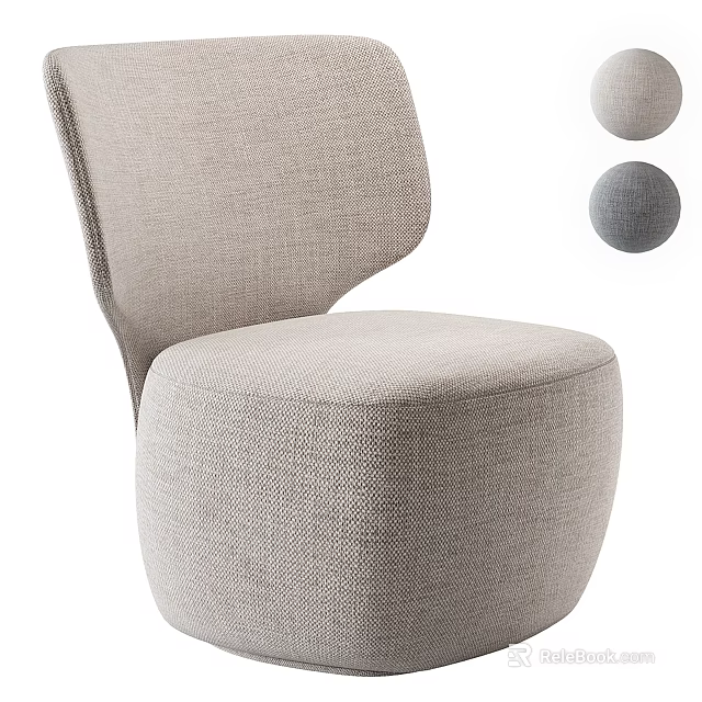 Modern Single Sofa with Comfortable Fabric Upholstery in Beige and Gray Colors 3d model 