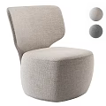 Modern Single Sofa with Comfortable Fabric Upholstery in Beige and Gray Colors