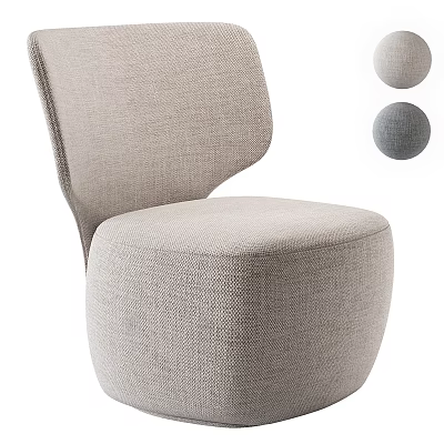 Modern Single Sofa with Comfortable Fabric Upholstery in Beige and Gray Colors 3d model