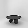 Black Round Coffee Table With Two Oval Shaped Legs In Minimalist Style 3d model