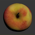 Fresh Ripe Red And Yellow Apple With Brown Stem On Dark Reflective Background