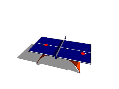 Professional Ping Pong Table With Blue Playing Surface And Orange Support Legs 3d model