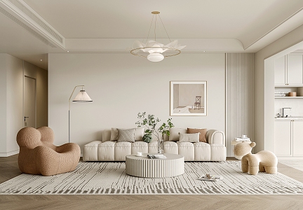 modern living room cream home living room 3d model