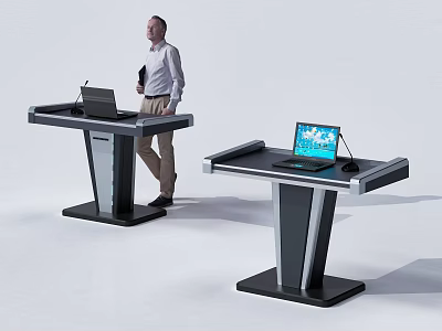 Modern Podium With Laptop And Presenter In Contemporary Design For Presentations 3d model