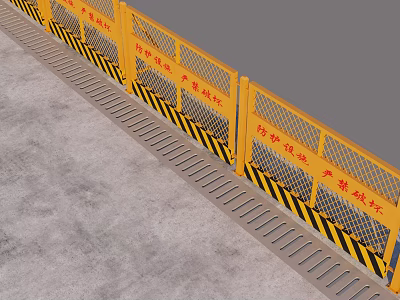 Road Safety Facilities Yellow Protective Barriers With Black Yellow Warning Stripes 3d model