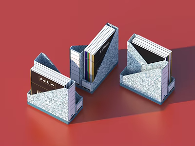 Stylish Book Storage Holders As Daily Living Supplies With Blue White Texture 3d model