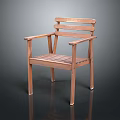 Wooden Armrest Chair With Slatted Seat And Back For Home Furniture