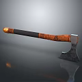 Handcrafted Axe With Wooden Handle Carved Patterns Black Grip And Metal Head