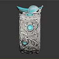 Elegant Silver Ring Featuring Blue Gemstones Intricate Carvings And Decorative Elements