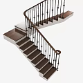 Elegant Spiral Staircase With Wooden Steps And Black Metal Railings Design