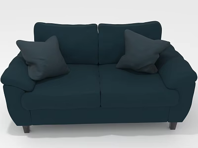 Modern Two Seater Teal Sofa With Upholstered Design And Decorative Pillows 3d model