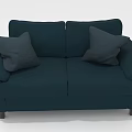Modern Two Seater Teal Sofa With Upholstered Design And Decorative Pillows