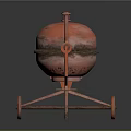 Red Vintage Concrete Mixer Machine With Wheels And Motor Unit Design