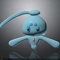 Cute Blue Cartoon Character with Long Ears Big Eyes and Red Chest Decoration