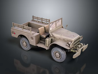 Vintage Military Style Utility Vehicle With Open Cargo Bed And Large Wheels 3d model