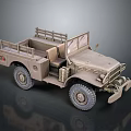Vintage Military Style Utility Vehicle With Open Cargo Bed And Large Wheels