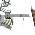 Different Staircase Design Types Featuring Spiral Straight and Platform Styles With Wood Metal Elements 3d model